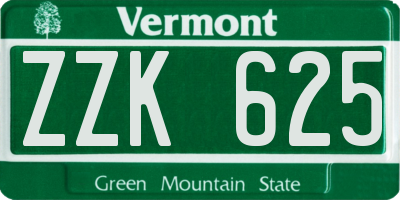 VT license plate ZZK625