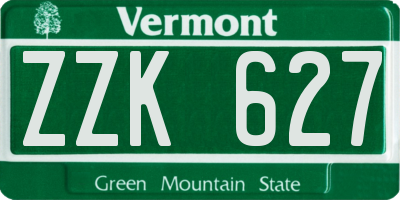 VT license plate ZZK627