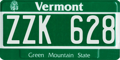 VT license plate ZZK628