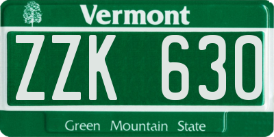 VT license plate ZZK630