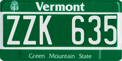 VT license plate ZZK635