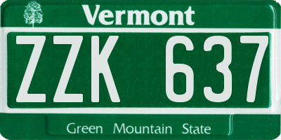 VT license plate ZZK637