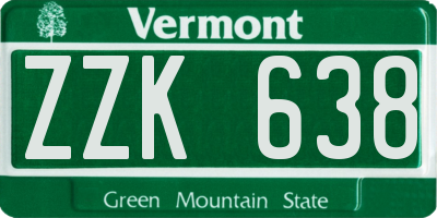 VT license plate ZZK638