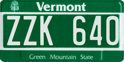VT license plate ZZK640