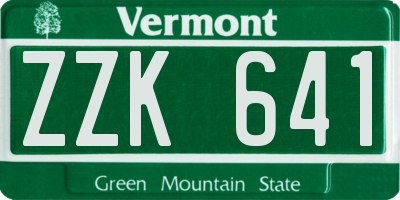 VT license plate ZZK641