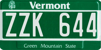 VT license plate ZZK644