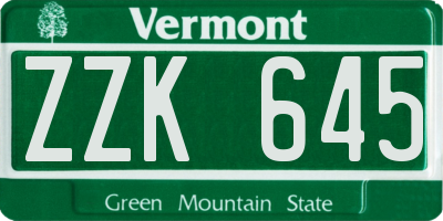 VT license plate ZZK645