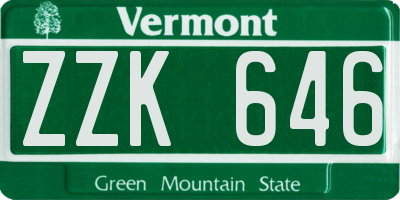 VT license plate ZZK646