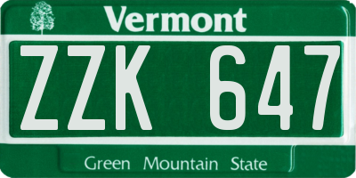 VT license plate ZZK647