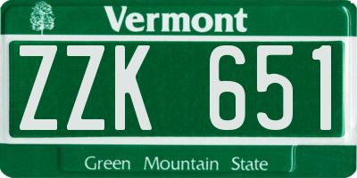 VT license plate ZZK651
