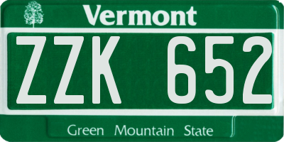 VT license plate ZZK652