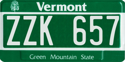 VT license plate ZZK657