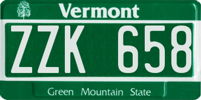 VT license plate ZZK658