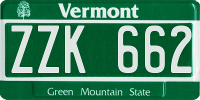 VT license plate ZZK662