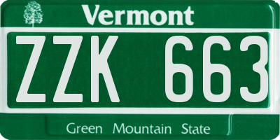 VT license plate ZZK663