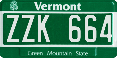 VT license plate ZZK664
