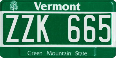 VT license plate ZZK665