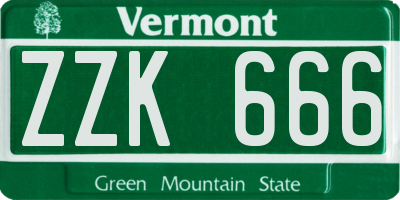 VT license plate ZZK666