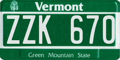 VT license plate ZZK670