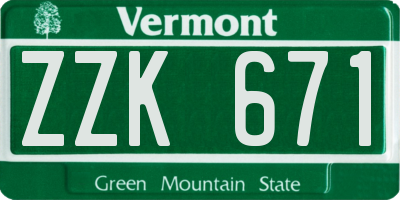 VT license plate ZZK671