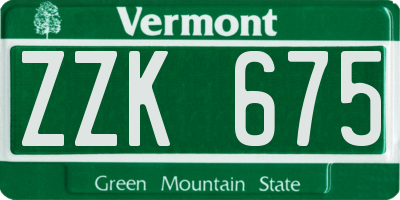 VT license plate ZZK675