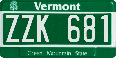 VT license plate ZZK681
