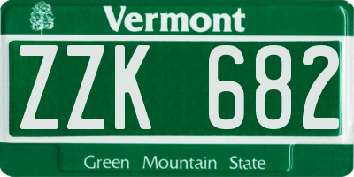 VT license plate ZZK682