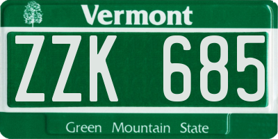 VT license plate ZZK685