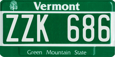 VT license plate ZZK686