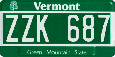 VT license plate ZZK687
