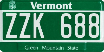 VT license plate ZZK688