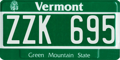 VT license plate ZZK695