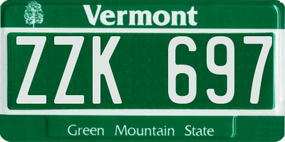 VT license plate ZZK697