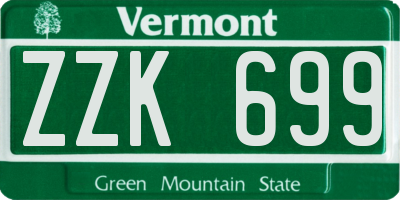 VT license plate ZZK699