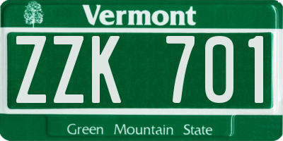 VT license plate ZZK701