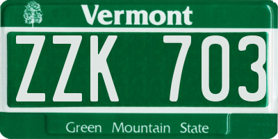 VT license plate ZZK703