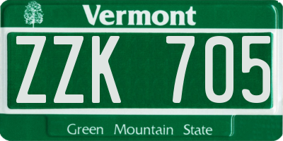 VT license plate ZZK705