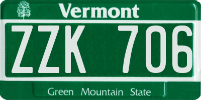 VT license plate ZZK706
