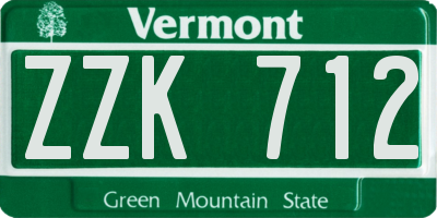 VT license plate ZZK712