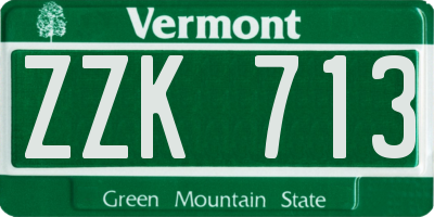 VT license plate ZZK713