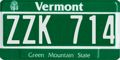 VT license plate ZZK714