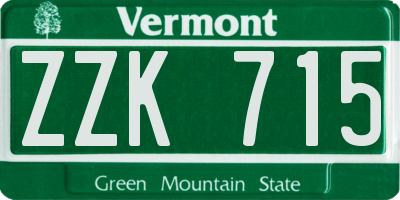 VT license plate ZZK715