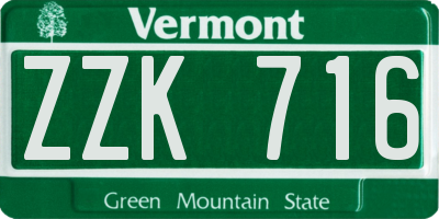VT license plate ZZK716