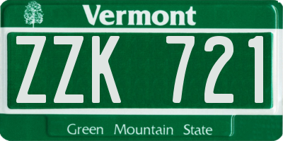 VT license plate ZZK721