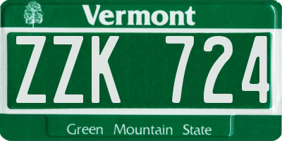 VT license plate ZZK724