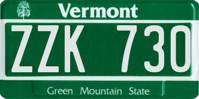 VT license plate ZZK730