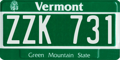 VT license plate ZZK731