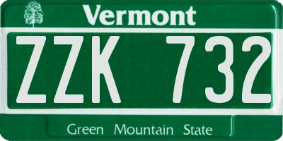 VT license plate ZZK732