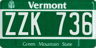 VT license plate ZZK736