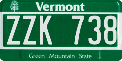 VT license plate ZZK738